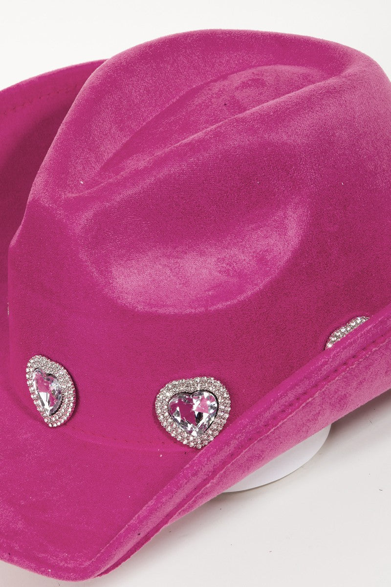 Trendsi Hats Fame Rhinestone Pave Heart Cowboy Hat