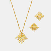 Trendsi Gold / One Size Starburst Gold-Plated Earrings and Necklace Set