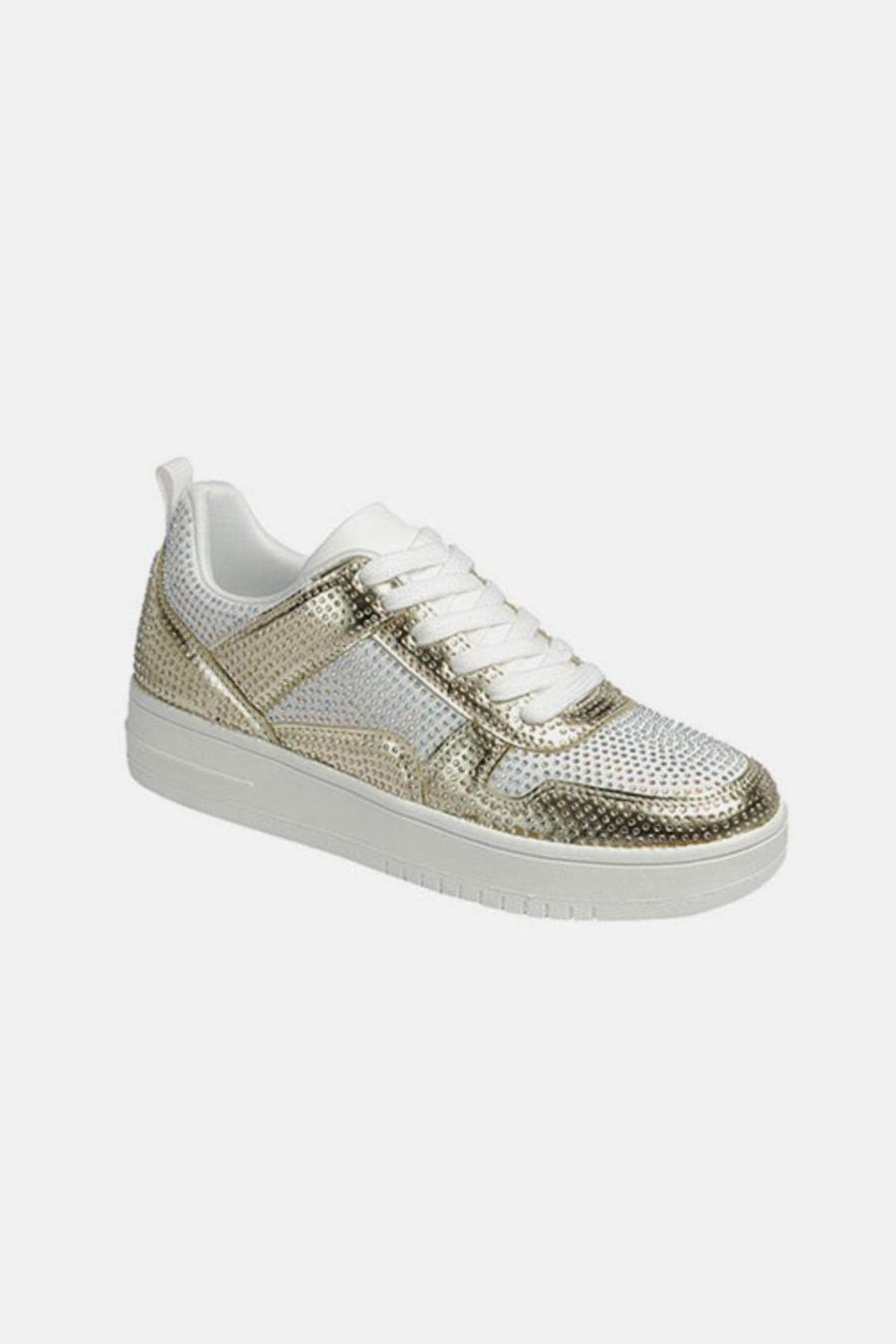 Trendsi Gold/White / 6 Forever Link Rhinestone Platform Flat Sneakers