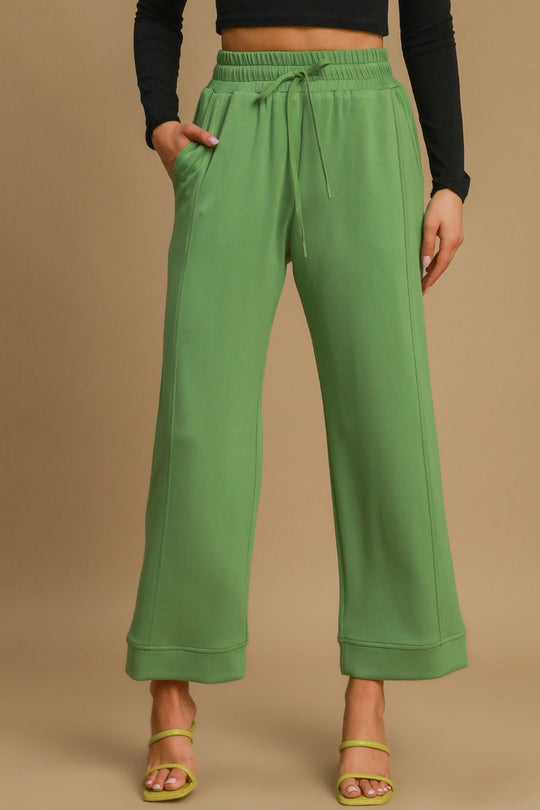 Trendsi Green / S Umgee Drawstring Wide Leg Pants with Pockets