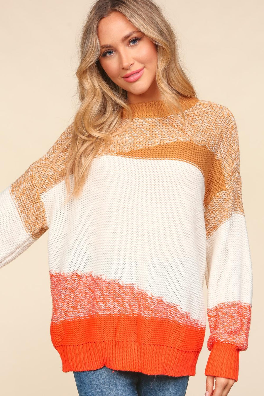 Trendsi Haptics Color Block Long Sleeve Sweater