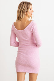 HERA COLLECTION Fluffy Bow Cut-Out Detail Long Sleeve Mini Dress