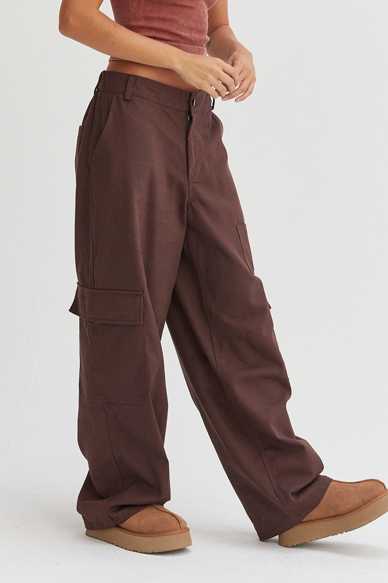 Trendsi HYFVE Elastic Waist Wide-Leg Cargo Pants