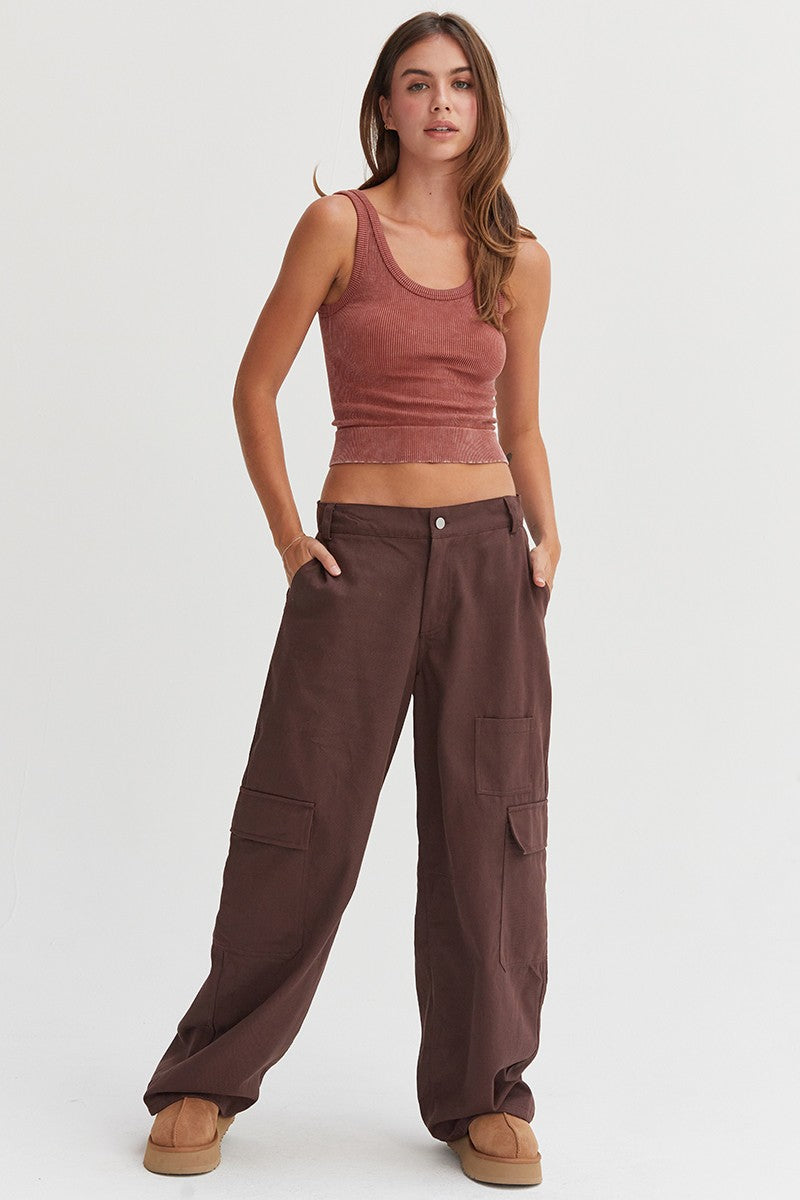 Trendsi HYFVE Elastic Waist Wide-Leg Cargo Pants