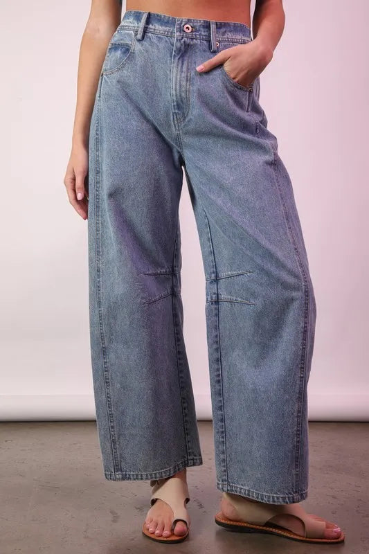 Trendsi Indigo / S VERY J Wide Leg Comfy Jeans