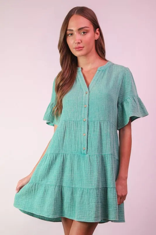 Trendsi Jade / 3XL VERY J Plus Size Mineral Washed Woven Mini Dress