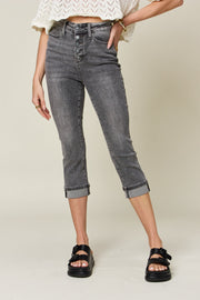 Trendsi Jeans Judy Blue Button Fly High Waist Cuffed Capris