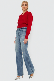 Kancan Distressed High Waist Bootcut Jeans