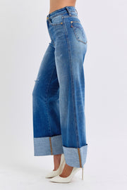 Trendsi Judy Blue Full Size Distressed High Waist Wide Leg Jeans