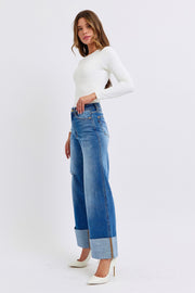 Trendsi Judy Blue Full Size Distressed High Waist Wide Leg Jeans