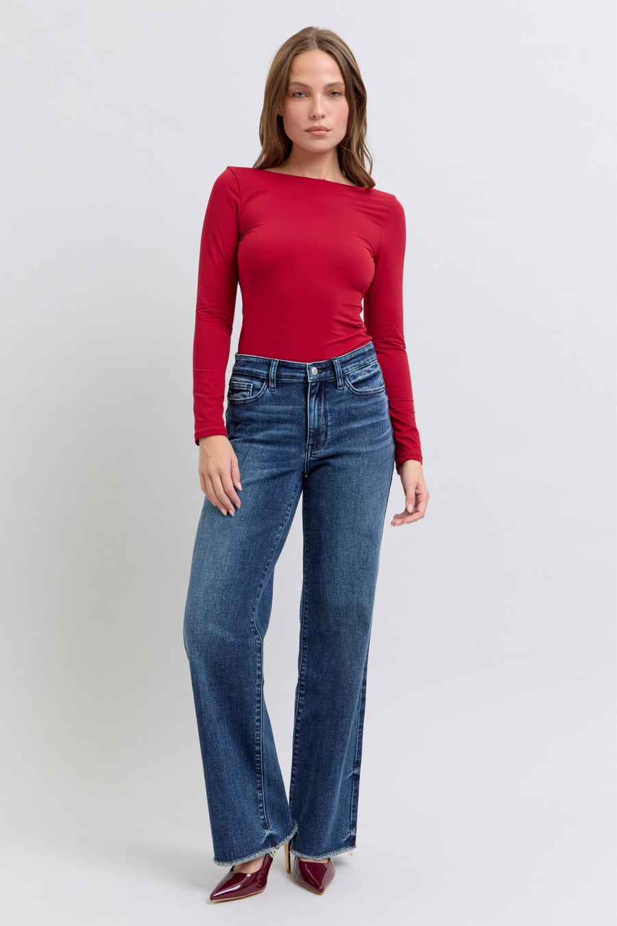 Trendsi Judy Blue Full Size Raw Hem Mid Rise Jeans