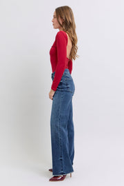 Trendsi Judy Blue Full Size Raw Hem Mid Rise Jeans