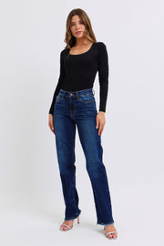 Trendsi Judy Blue Full Size Raw Hem Straight Leg Jeans