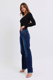 Trendsi Judy Blue Full Size Raw Hem Straight Leg Jeans