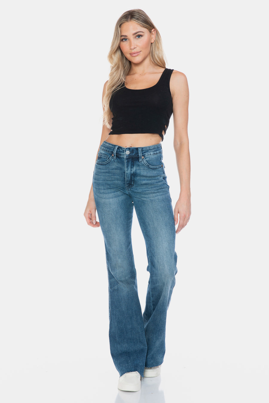 Trendsi Judy Blue Full Size Tummy Control Cut Hem Flare Jeans