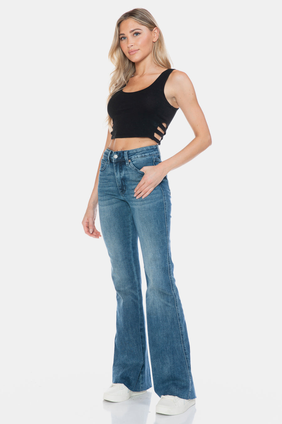 Trendsi Judy Blue Full Size Tummy Control Cut Hem Flare Jeans