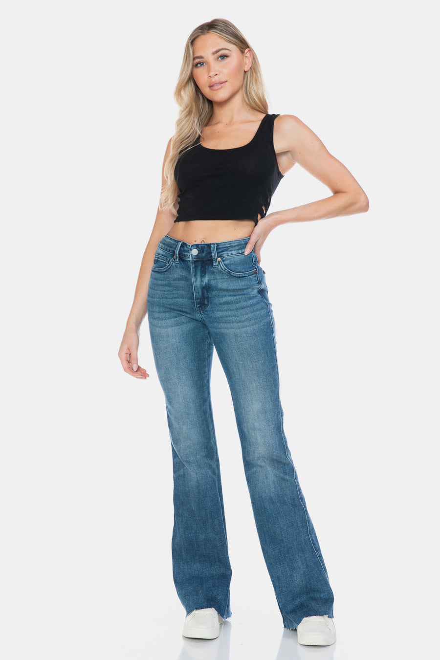 Trendsi Judy Blue Full Size Tummy Control Cut Hem Flare Jeans