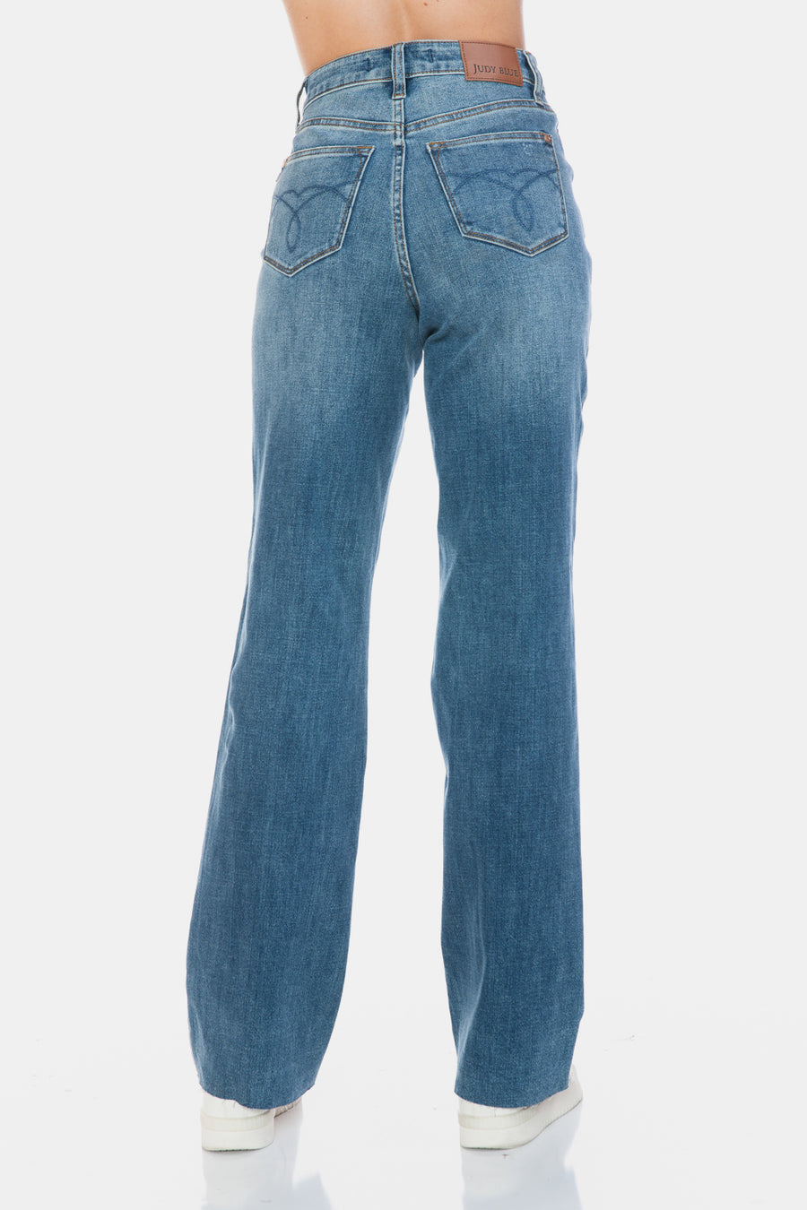 Trendsi Judy Blue Full Size Tummy Control Cut Raw Hem Straight Jeans