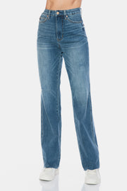 Trendsi Judy Blue Full Size Tummy Control Cut Raw Hem Straight Jeans