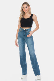 Trendsi Judy Blue Full Size Tummy Control Cut Raw Hem Straight Jeans