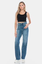 Trendsi Judy Blue Full Size Tummy Control Cut Raw Hem Straight Jeans