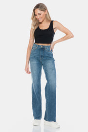 Trendsi Judy Blue Full Size Tummy Control Cut Raw Hem Straight Jeans