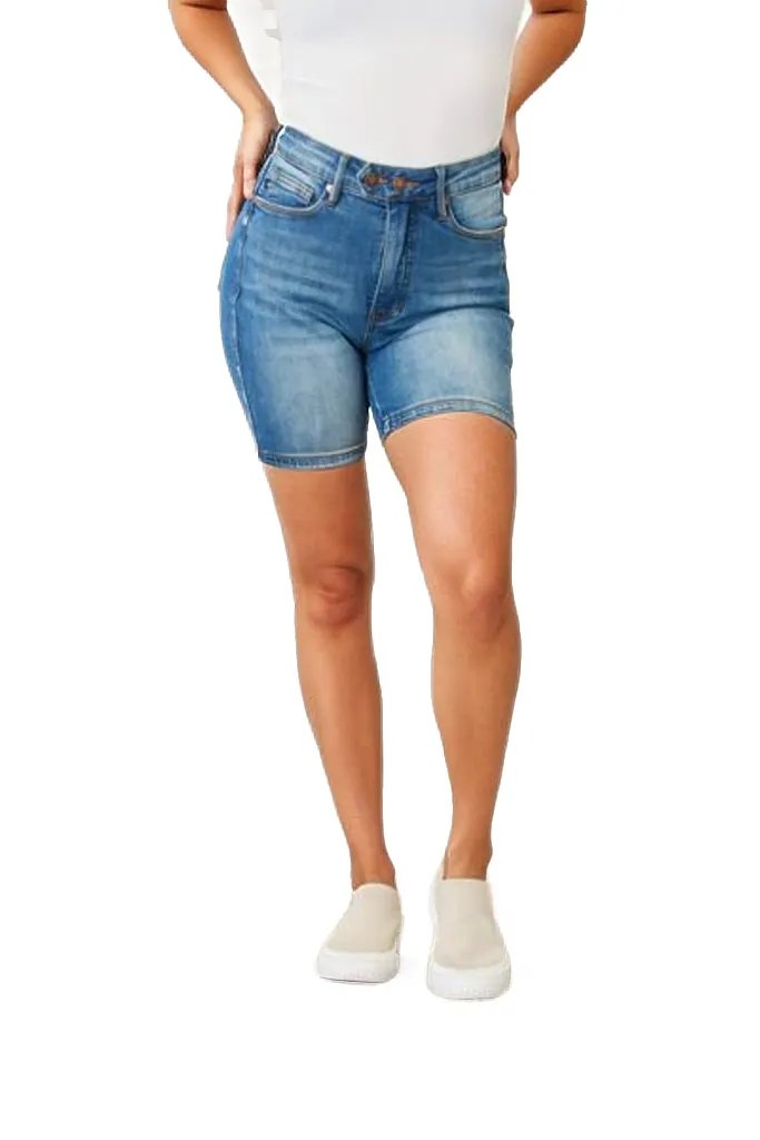 Judy Blue Tummy Control Double Button Bermuda Denim Shorts