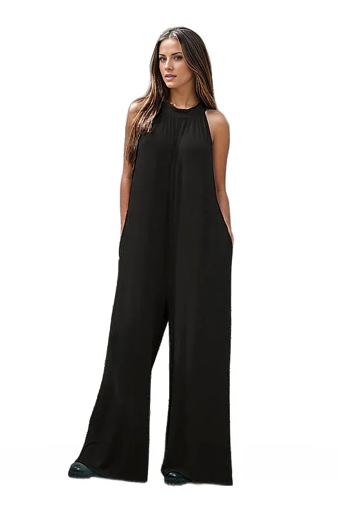 Jumpsuits & Rompers Black / S Double Take Full Size Tie Back Cutout Sleeveless Jumpsuit