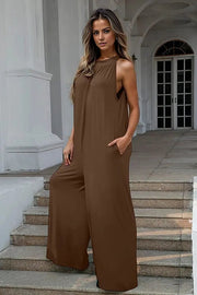 Jumpsuits & Rompers Double Take Full Size Tie Back Cutout Sleeveless Jumpsuit