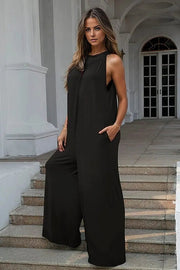 Jumpsuits & Rompers Double Take Full Size Tie Back Cutout Sleeveless Jumpsuit