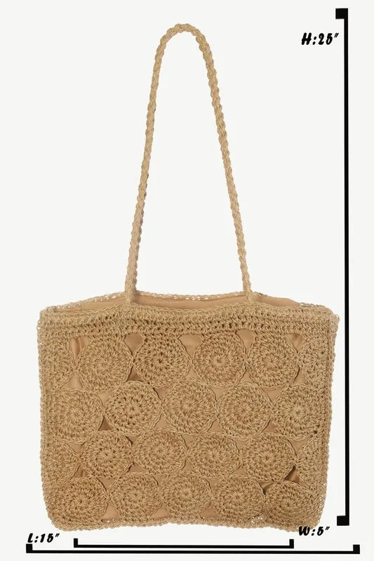 Trendsi KA / One Size Fame Square Braided Pattern Tote Bag