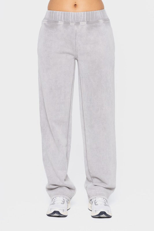 Trendsi Light Gray / S Mono B Elastic Waist Fleece Pants with Pockets