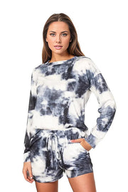 Double Take Tie-Dye Round Neck Top and Shorts Lounge Set