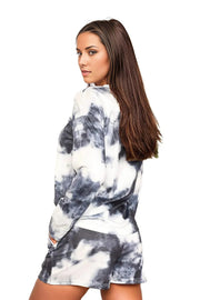 Trendsi Lounge Sets Double Take Tie-Dye Round Neck Top and Shorts Lounge Set