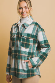 Trendsi Love Tree Plaid Button Up Shacket