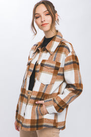 Trendsi Love Tree Plaid Button Up Shacket