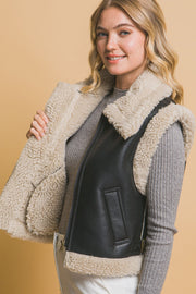 Trendsi Love Tree Sherpa Zip Up Vest with Pockets