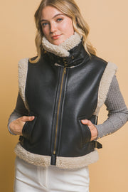 Trendsi Love Tree Sherpa Zip Up Vest with Pockets