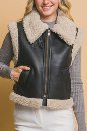 Trendsi Love Tree Sherpa Zip Up Vest with Pockets