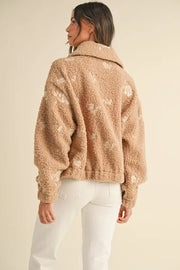 Trendsi MABLE Floral Embroidered Fleece Teddy Jacket