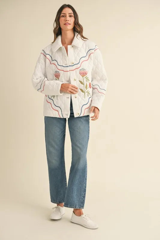 Trendsi MABLE Floral Multi Color Embroidered Quilted Jacket