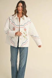 Trendsi MABLE Floral Multi Color Embroidered Quilted Jacket