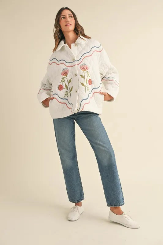 Trendsi MABLE Floral Multi Color Embroidered Quilted Jacket