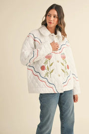 Trendsi MABLE Floral Multi Color Embroidered Quilted Jacket