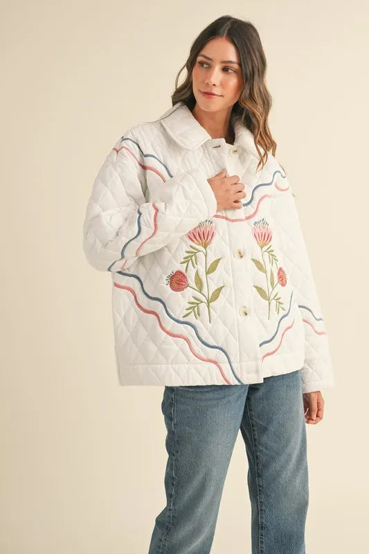 Trendsi MABLE Floral Multi Color Embroidered Quilted Jacket