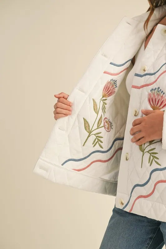 Trendsi MABLE Floral Multi Color Embroidered Quilted Jacket