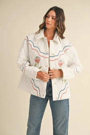 Trendsi MABLE Floral Multi Color Embroidered Quilted Jacket