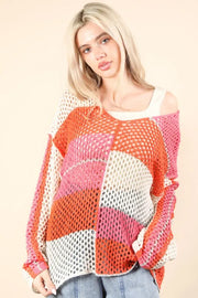 Trendsi Mango / S VERY J Color Block Oversized Summer Knit Cover Up