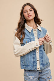 Trendsi Medium / S Annie Wear Collared Neck Double Placket Denim Jacket