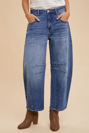 Trendsi Medium / S Annie Wear Mid Rise Barrel Leg Jeans with Pockets